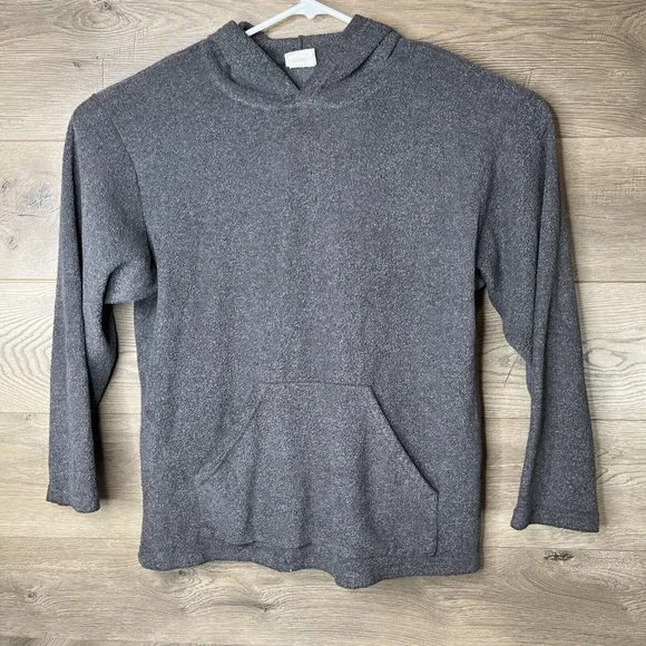 Wooden Dog Terry Sweatshirt Mens Med Grey Terrycloth Hoodie Pullover Sweatshirt - Picture 2 of 14